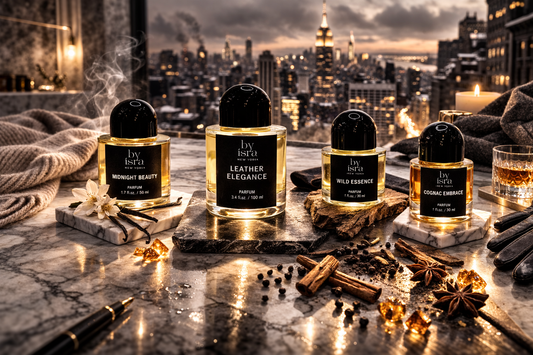 best winter fragrances in New York shown in structured atelier setting